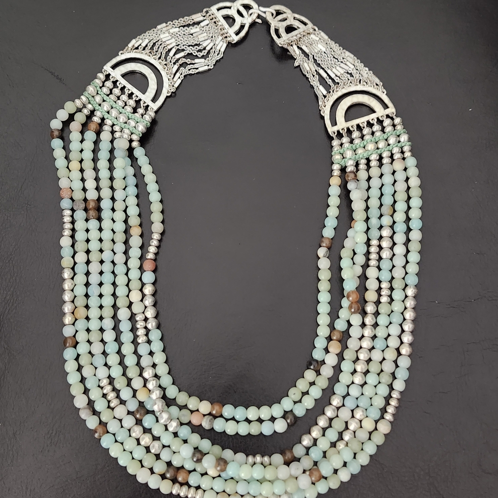 Vintage Multi-Strand Natural Amazonite Beaded Necklace